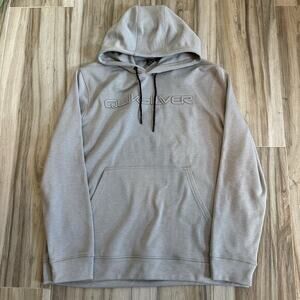 Quicksilver Hoodie Pullover Jacket‎ Gray Size XL 3D Spellout Skater Grunge